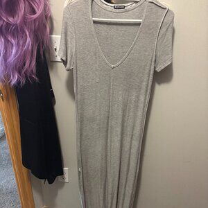 floor length grey dress